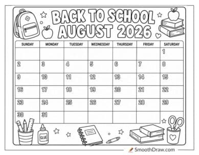 August 2026 calendar for Back to School