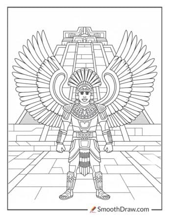 Aztec Angel with Feathered Wings