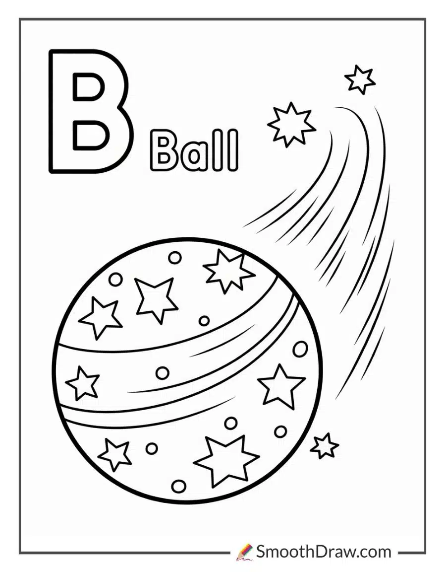 B For Ball Easy Coloring Sheet