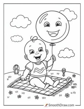 Baby Holding a Balloon