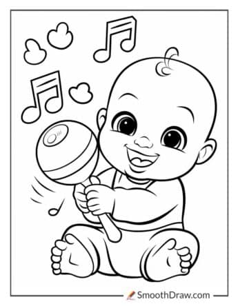 Baby Holding a Rattle