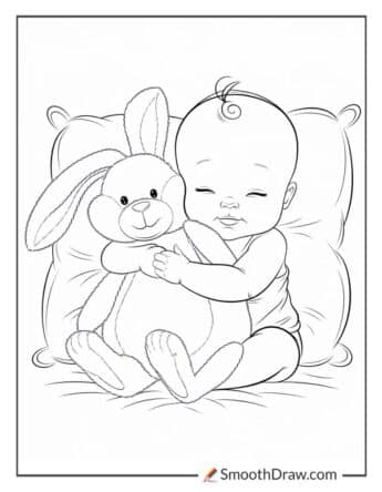Baby Holding a Stuffed Animal