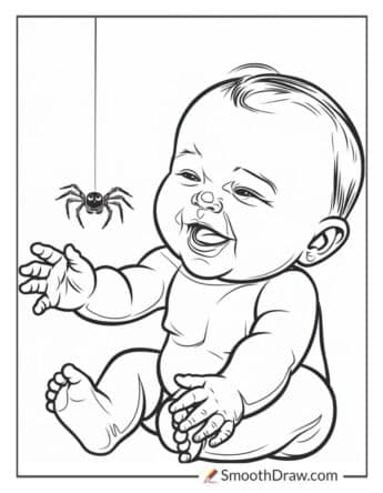 Baby Laughing at a Spider Dangling from a Thread