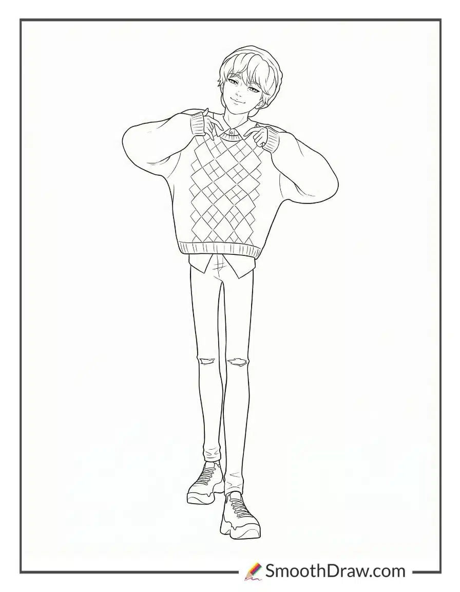 Baby Saja in fuzzy sweater