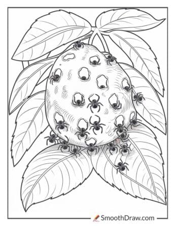 Baby Spiders Hatching from an Egg Sac