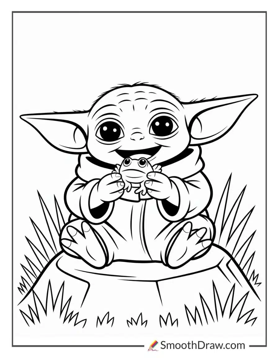 Baby Yoda Eating A Frog Snack