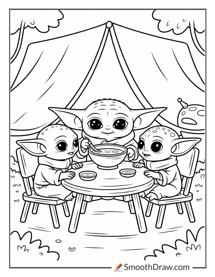 Baby Yoda Sharing Soup With Friends