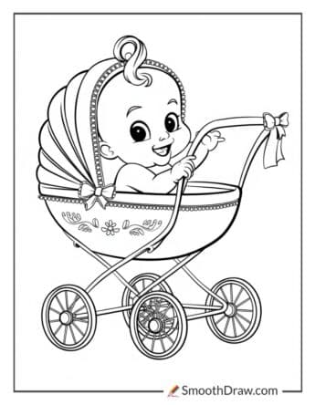 Baby in a Stroller for Coloring