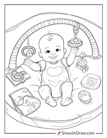 Baby on a Play Mat Coloring Page