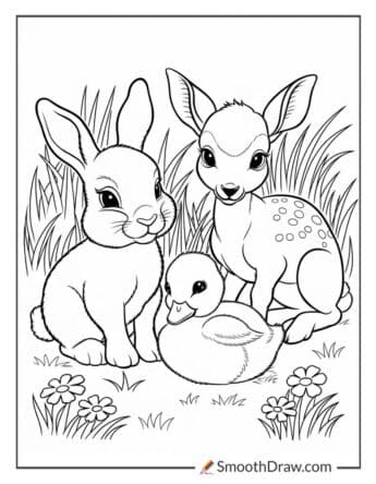 Baby spring animals for coloring