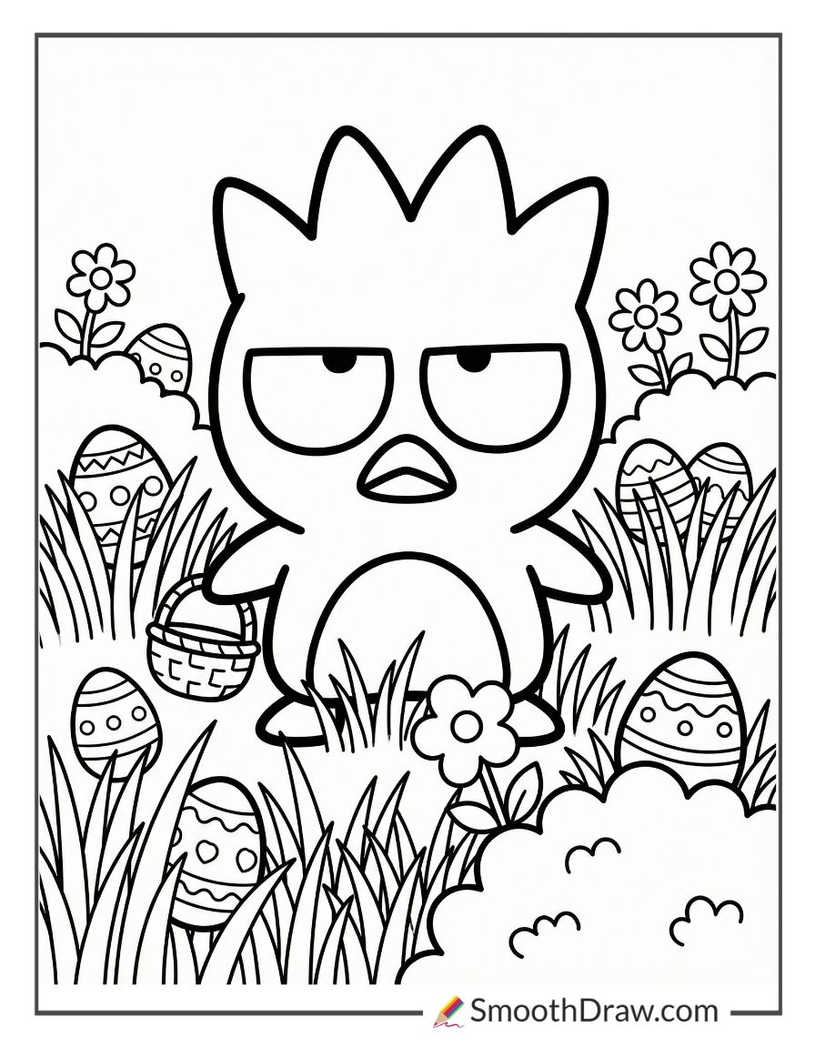 Badtz Maru Easter Egg Hunt Coloring Page