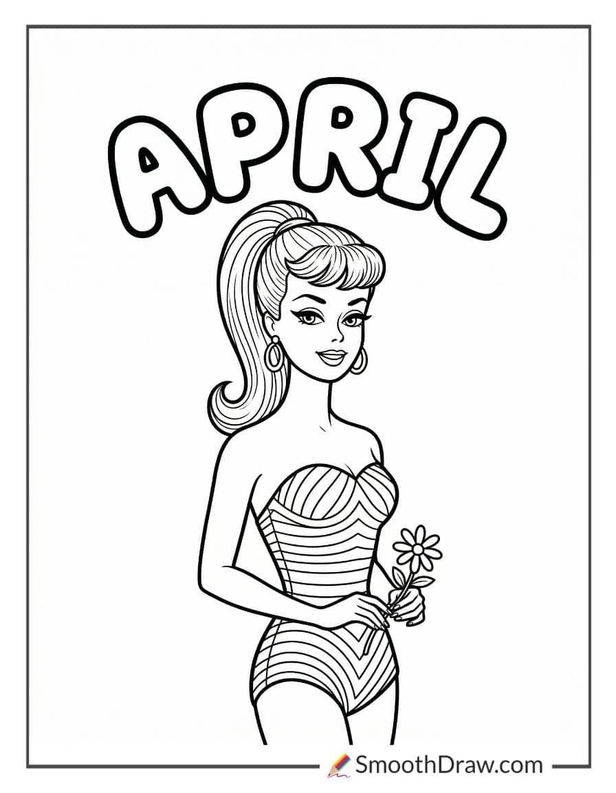 Barbie April Coloring Sheet