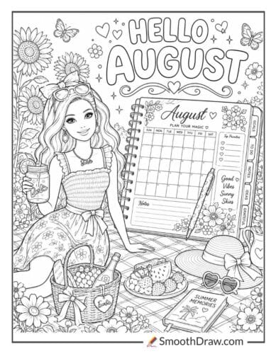 Barbie August coloring page