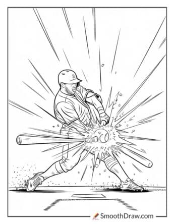 Baseball Player Breaking a Bat