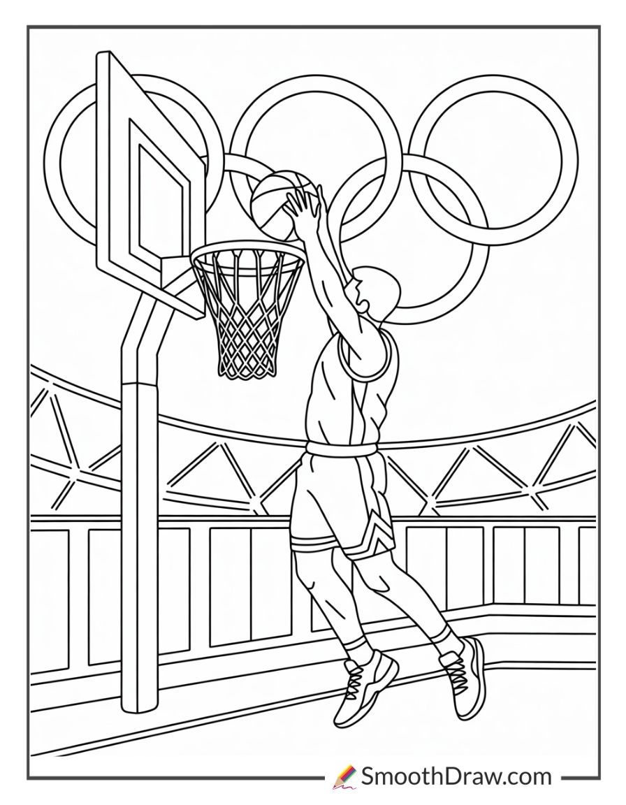 Basketball Dunk For Coloring