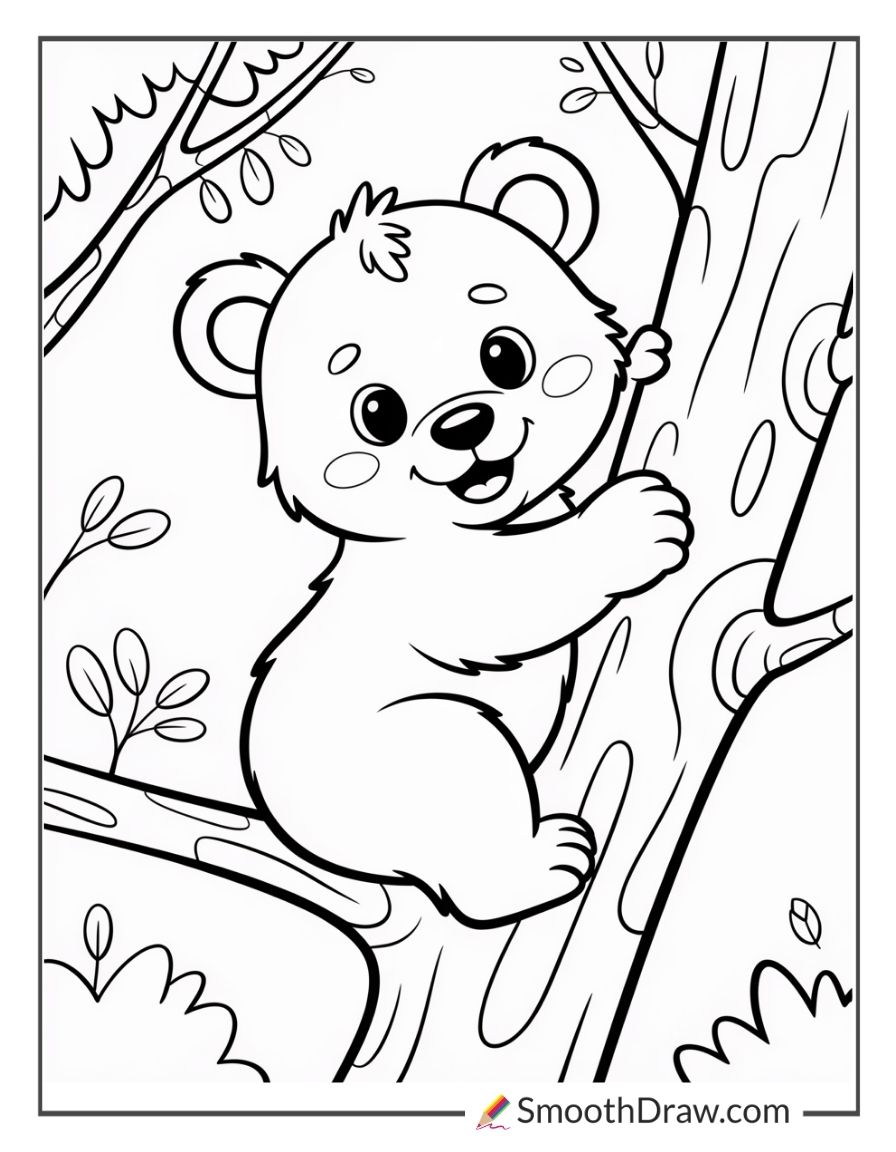 Bear Cub Climbing A Tree