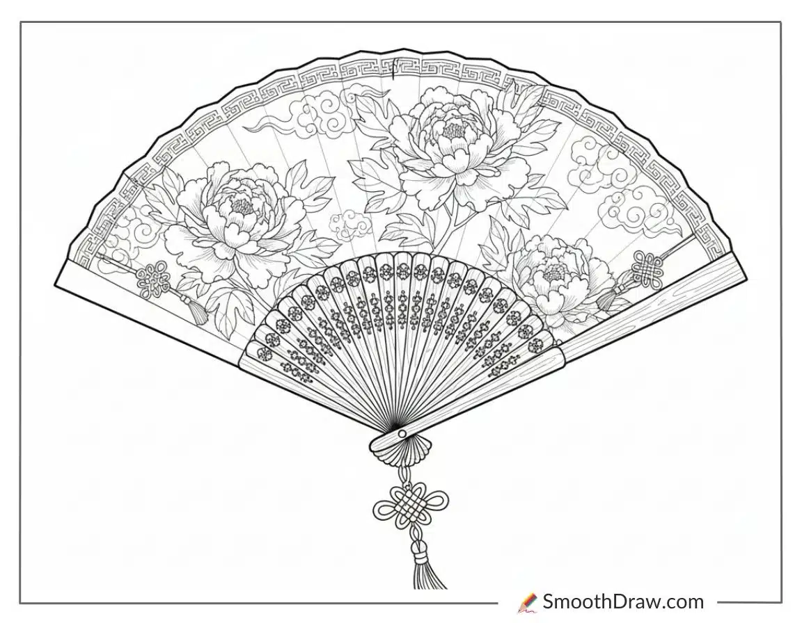 Beautiful Chinese Fan Coloring Page