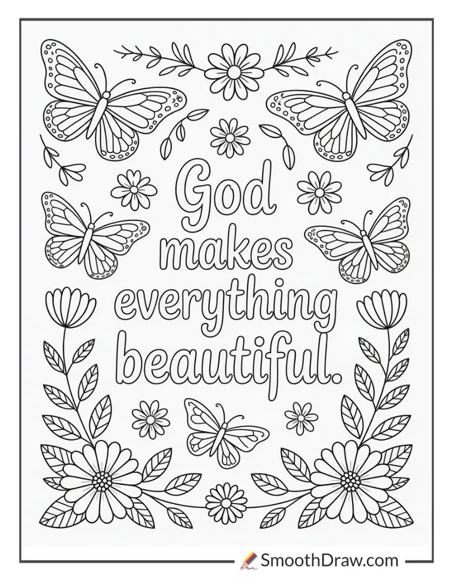 Bible Verse With Butterflies And Flowers