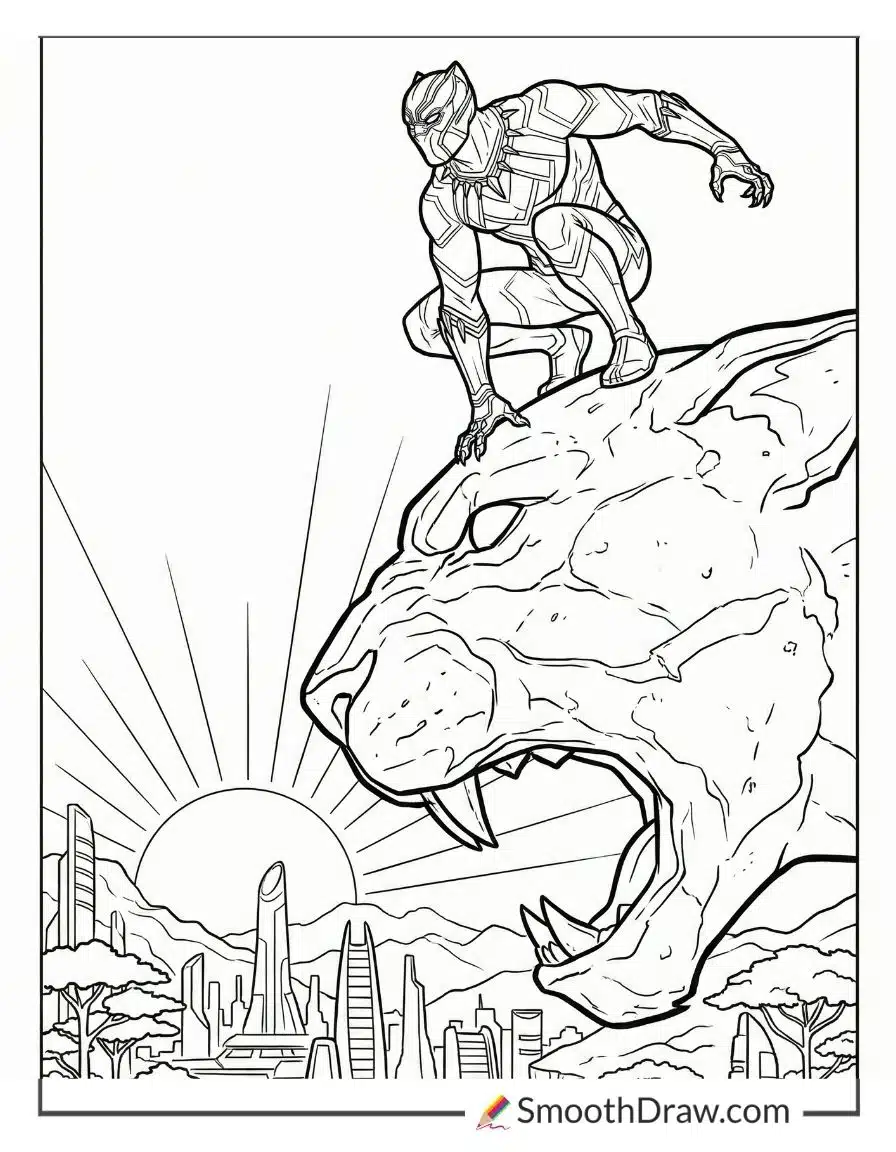 Black Panther Crouching On Stone