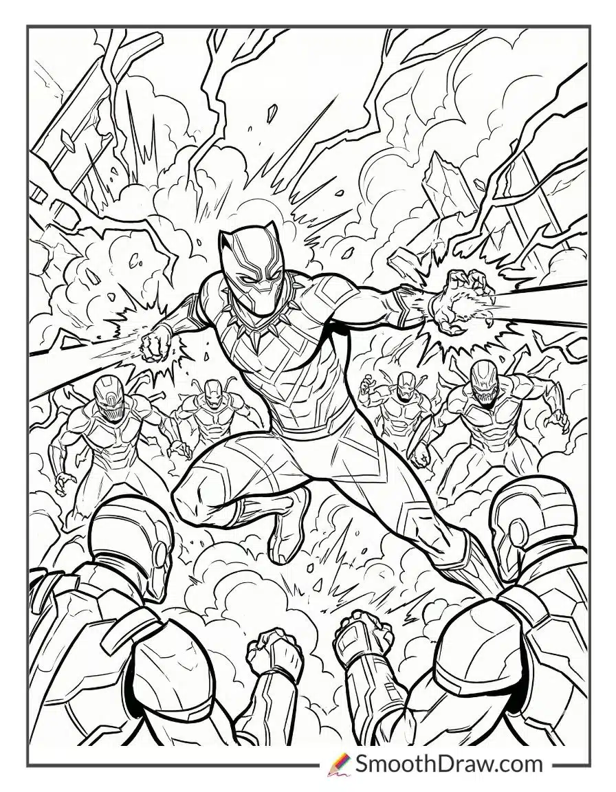 Black Panther Fighting Thanos Army