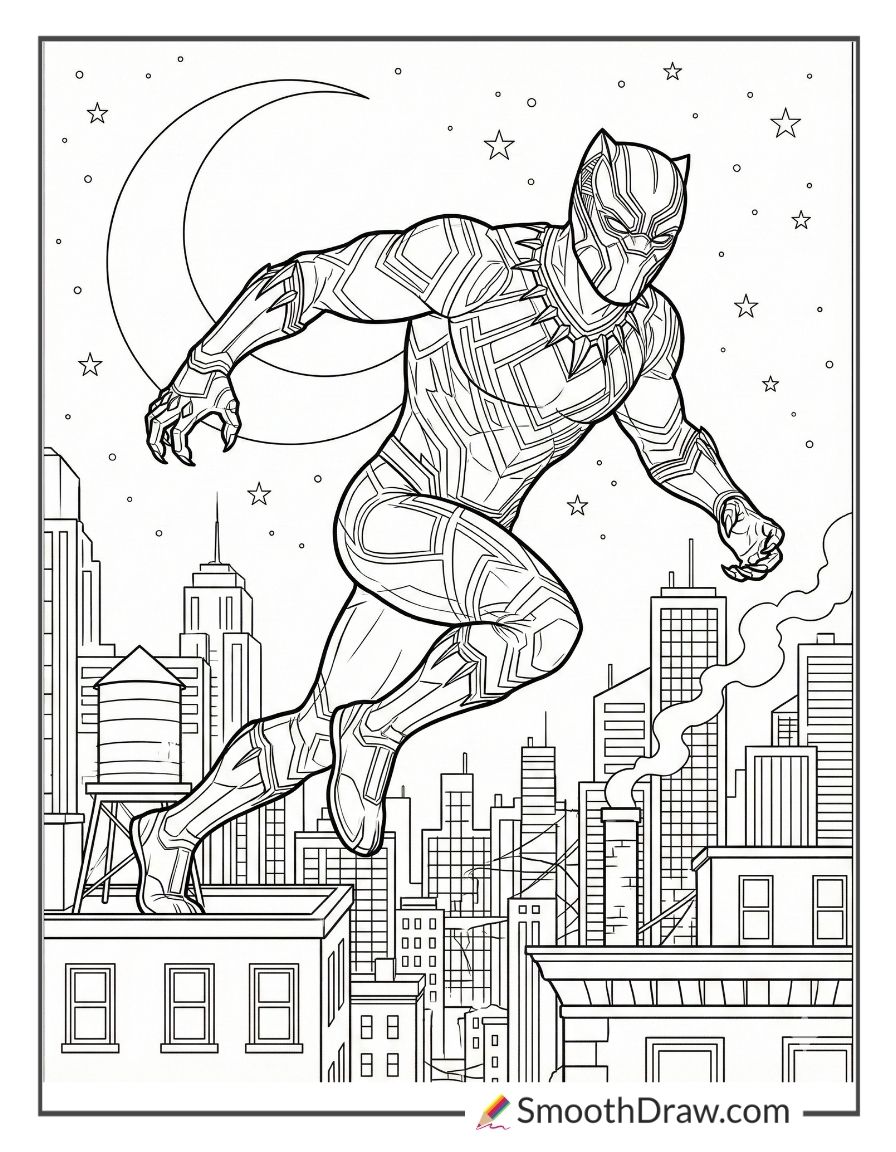 Black Panther Running Across Rooftops