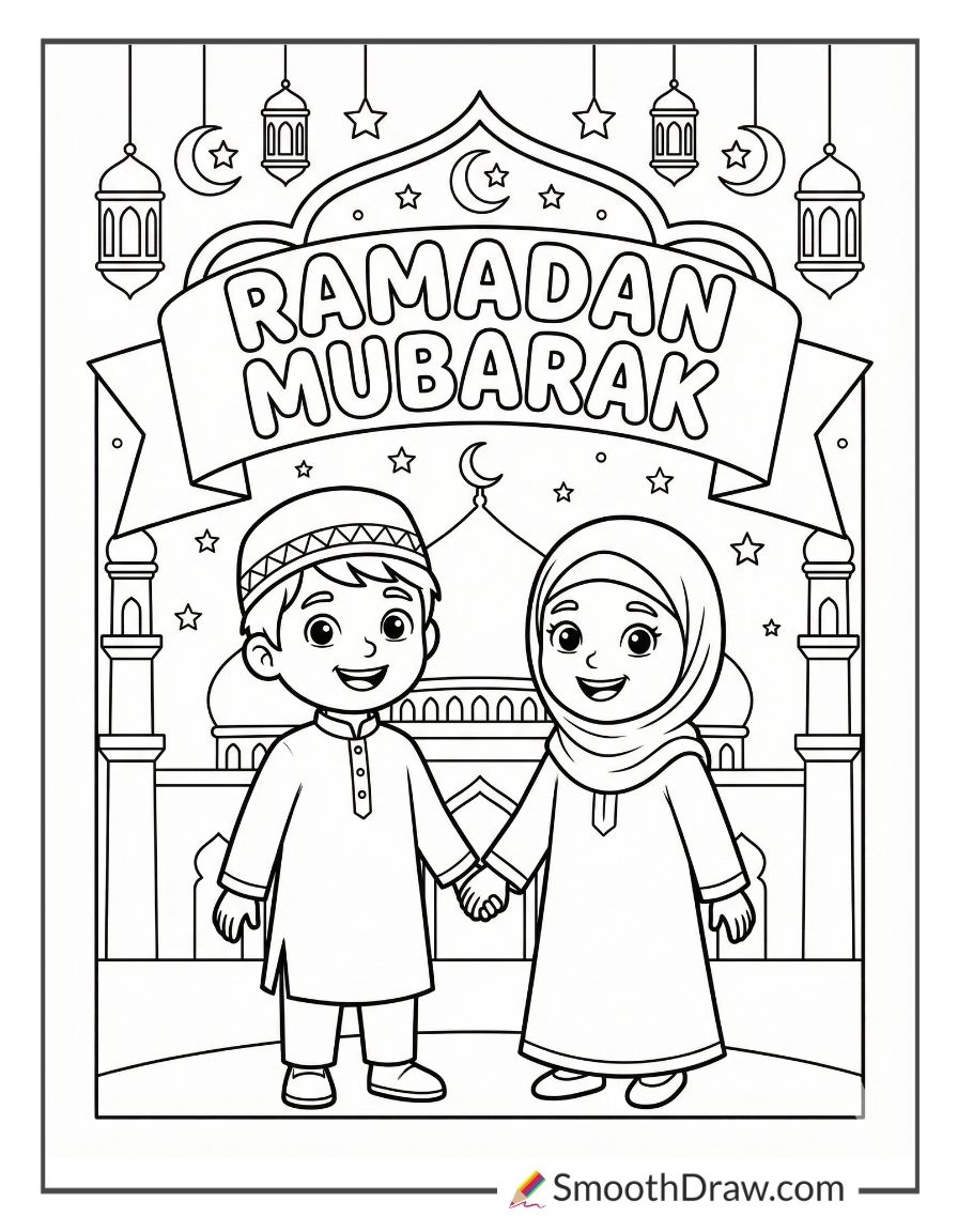 Boy And Girl Wishing Ramadan Mubarak