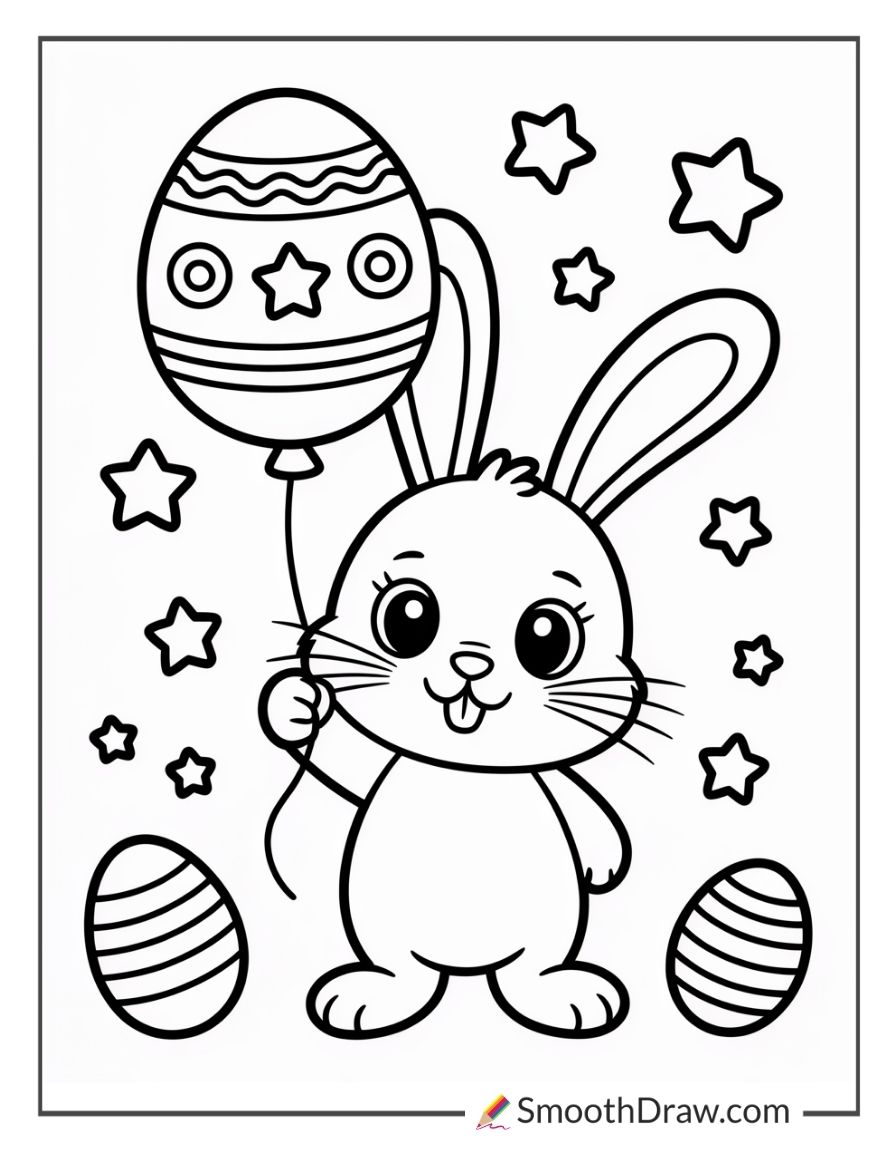 Bunny Holding Easter Balloon