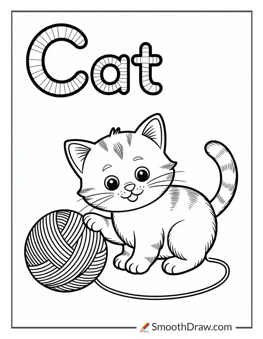 C For Cat Fun Picture For Coloring