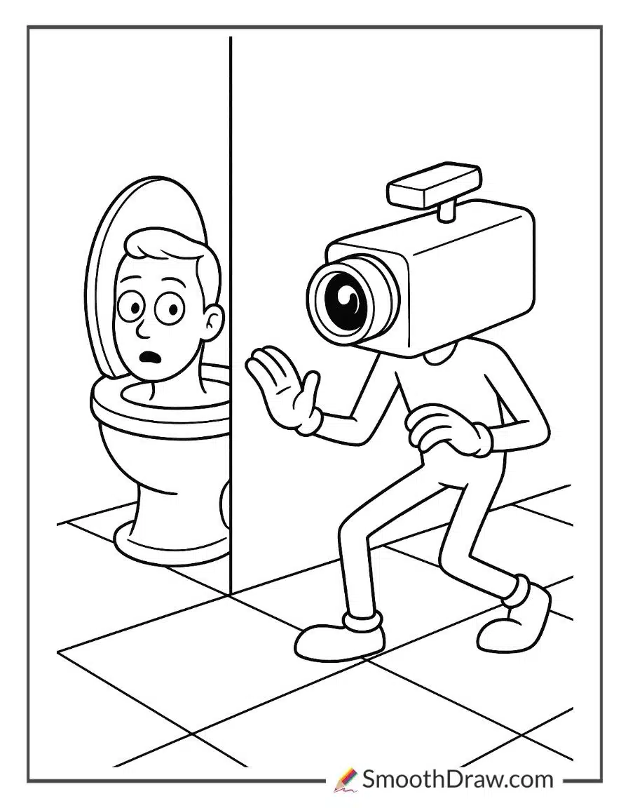 Camera Man Sneaking Behind Skibidi Toilet