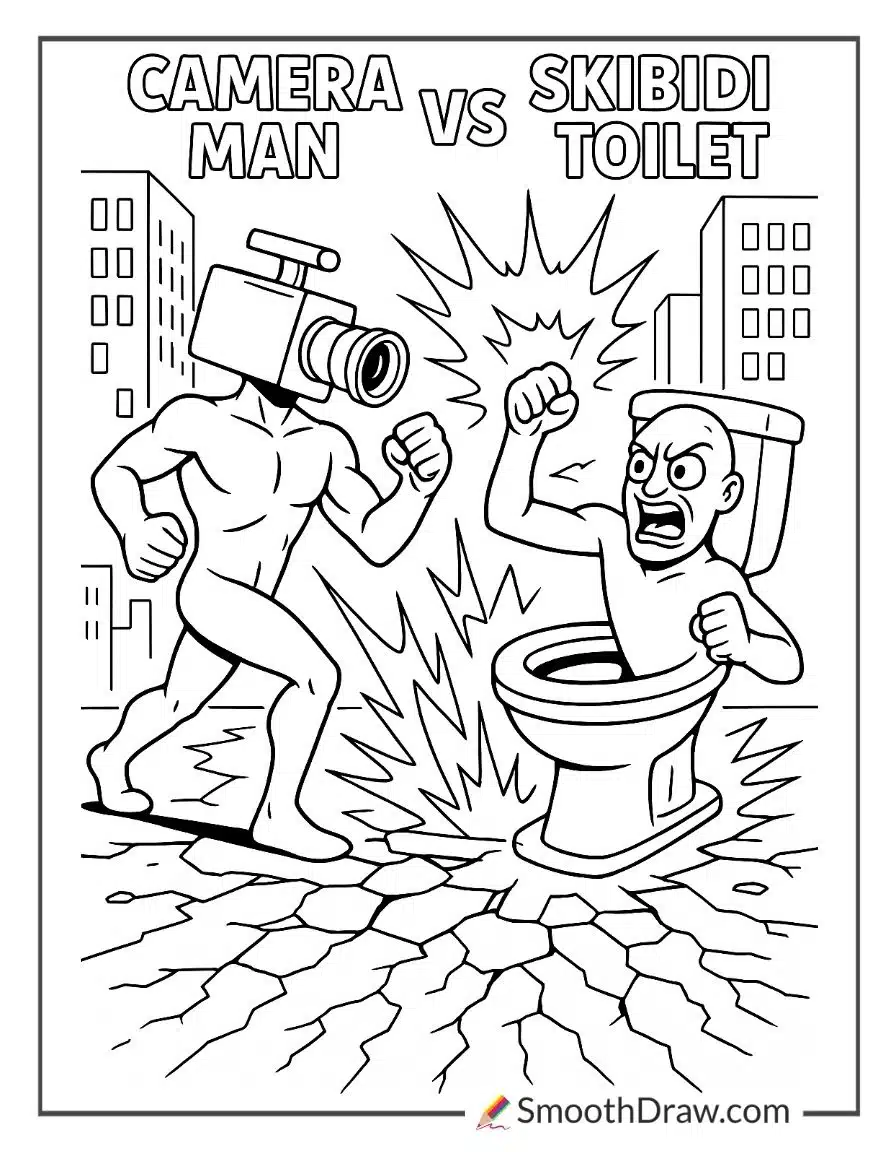 Camera Man Versus Skibidi Toilet Battle