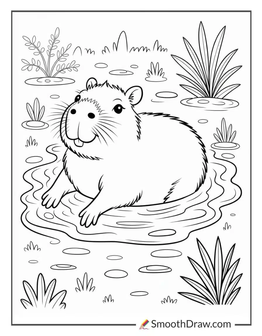 Capybara Enjoying A Mud Bath