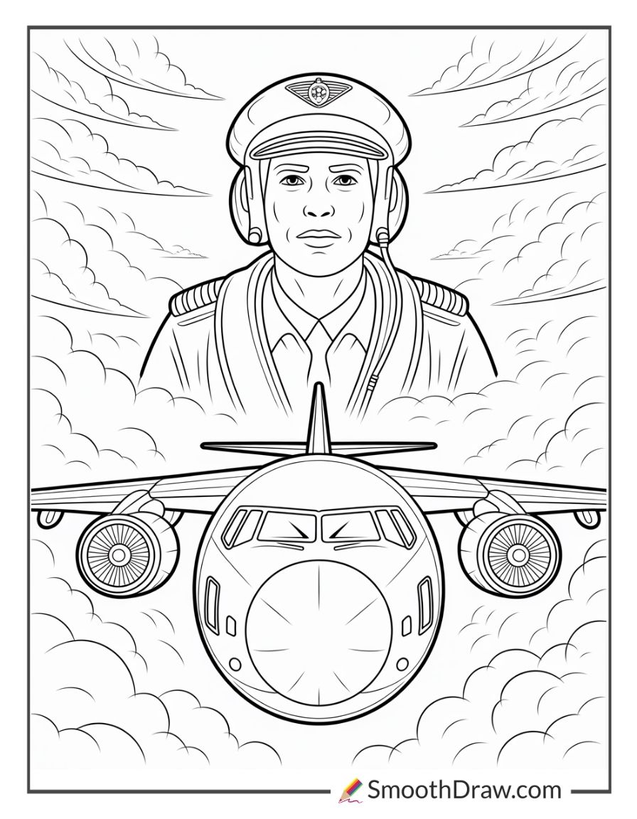 Cargo Plane Pilot Flying Through Clouds