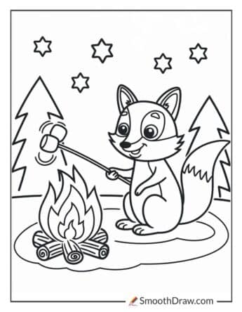 Cartoon fox coloring page