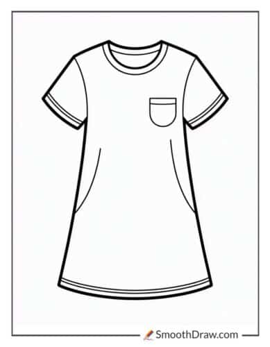 Casual T Shirt Dress For Coloring