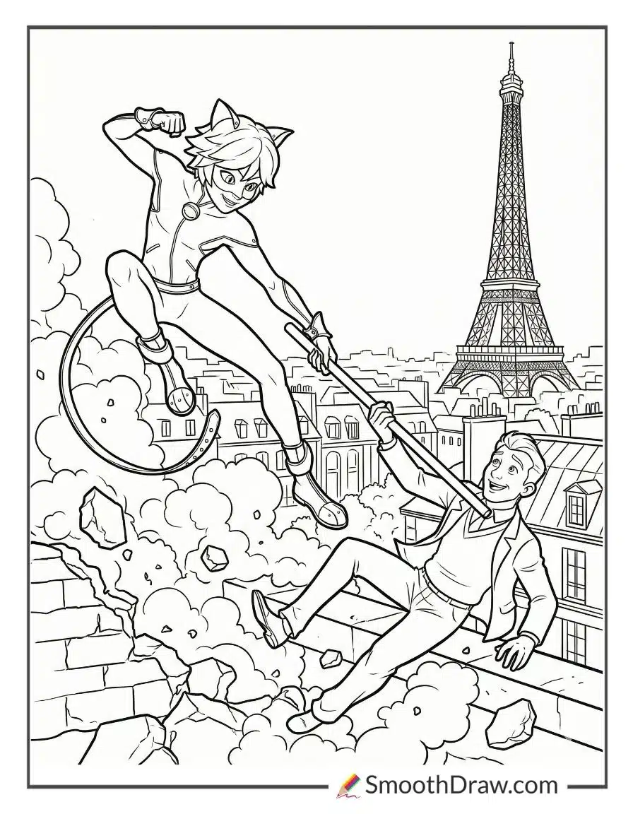 Cat Noir Rescuing Citizen