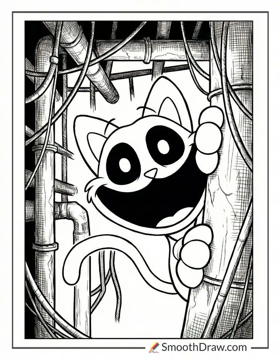 Catnap Hiding In Playcare Hallway