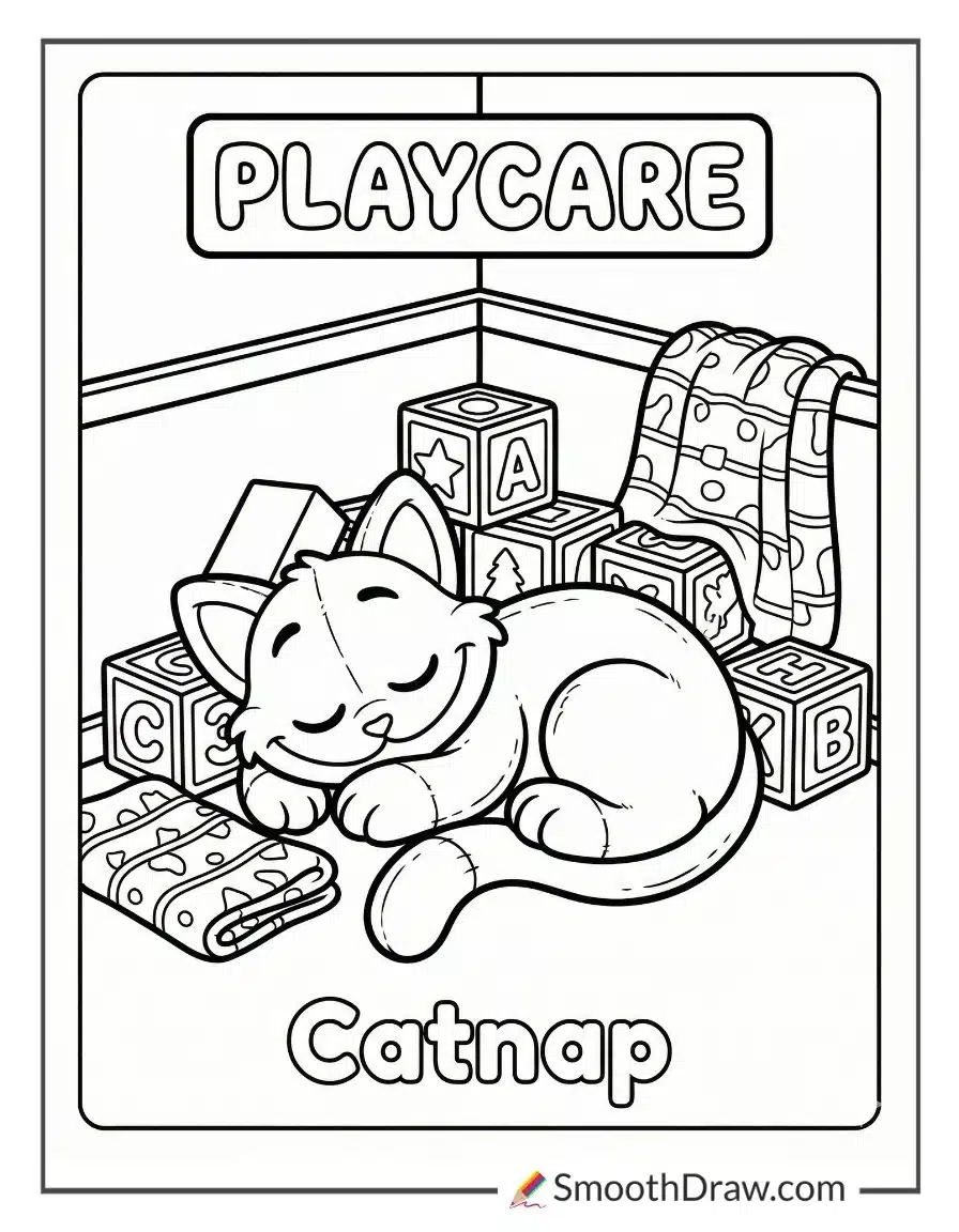 Catnap Napping In A Corner Of Playcare Coloring Pages