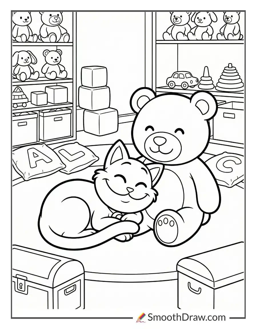 Catnap Next To A Giant Teddy Bear