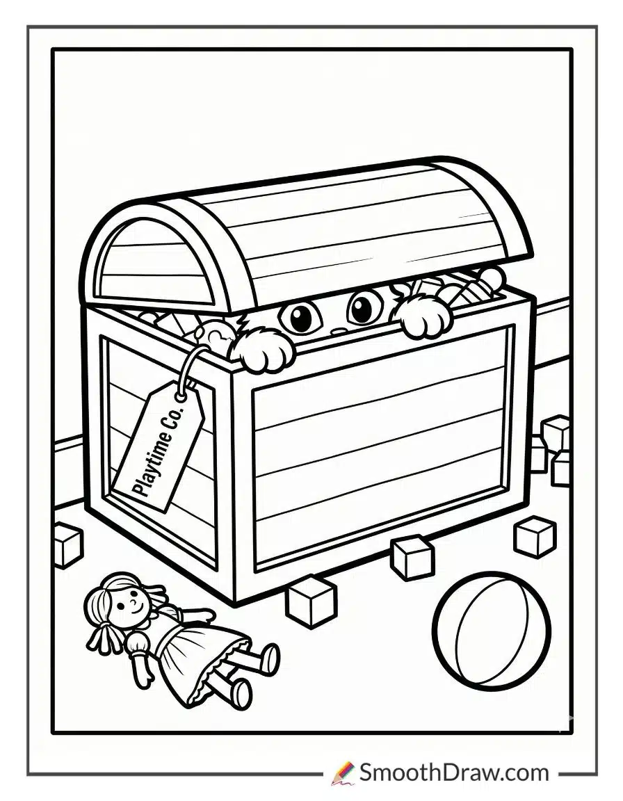 Catnap Peeking Out From A Toy Chest