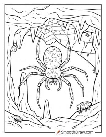 Cave Spider Hanging from a Rock