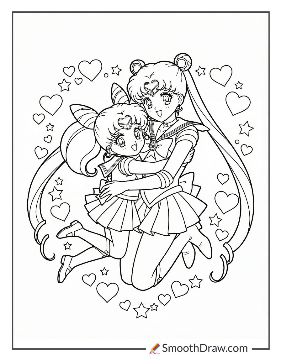 Chibiusa Hugging Sailor Moon