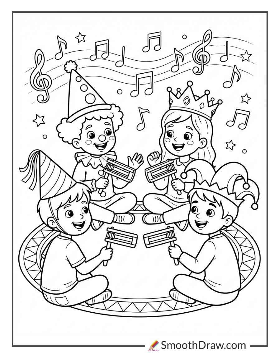 Children Playing With Purim Groggers