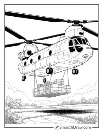 Chinook helicopter carrying heavy supplies