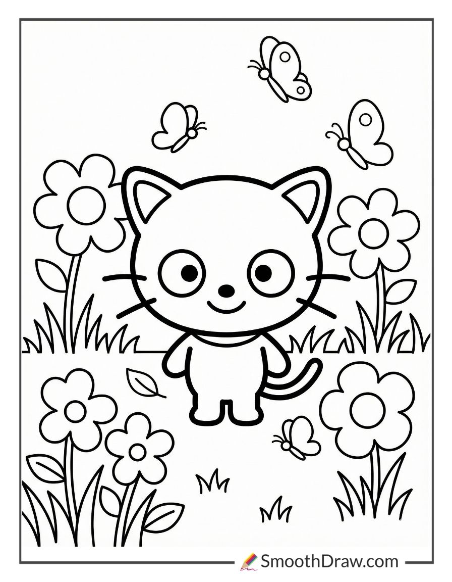 Chococat spring flowers and butterflies