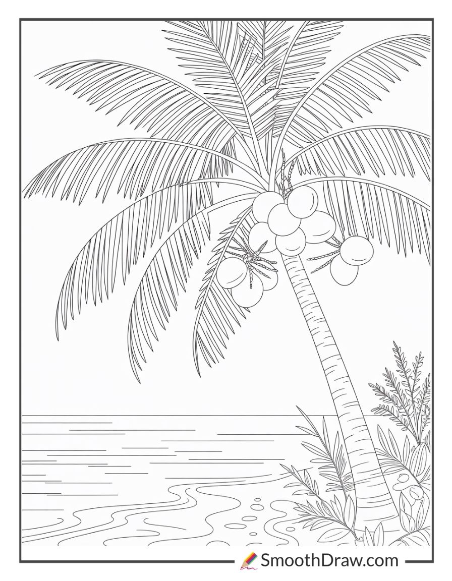 Coconut tree by ocean