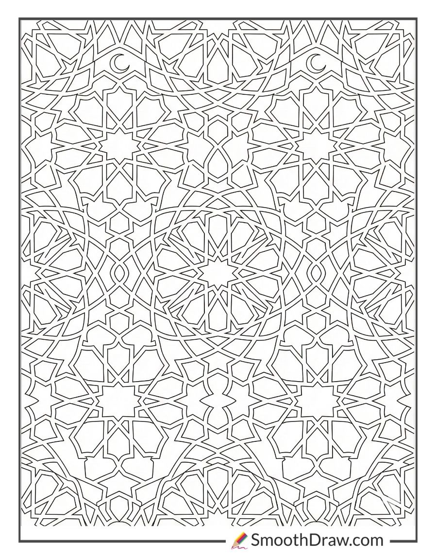 Colorful Geometric Islamic Patterns For Coloring