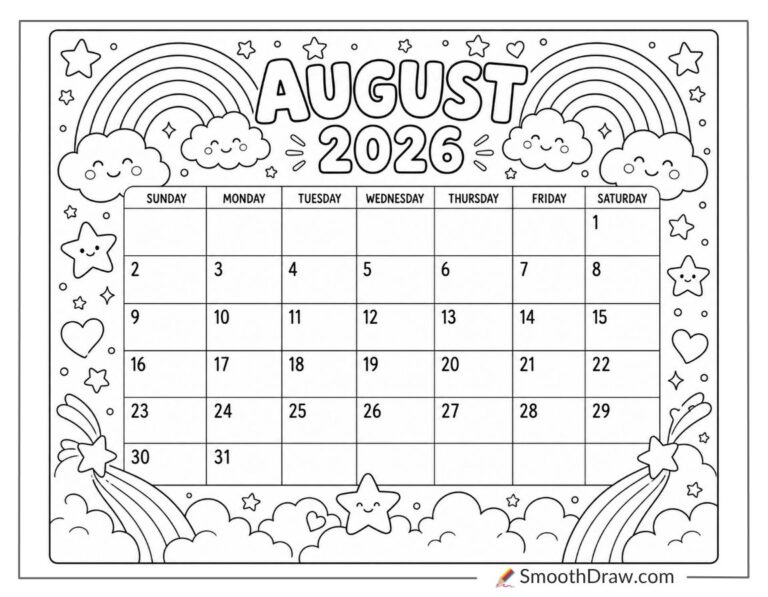 65 August Coloring Pages (Free Printables)