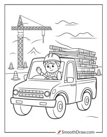 Construction Worker in a Pickup Truck