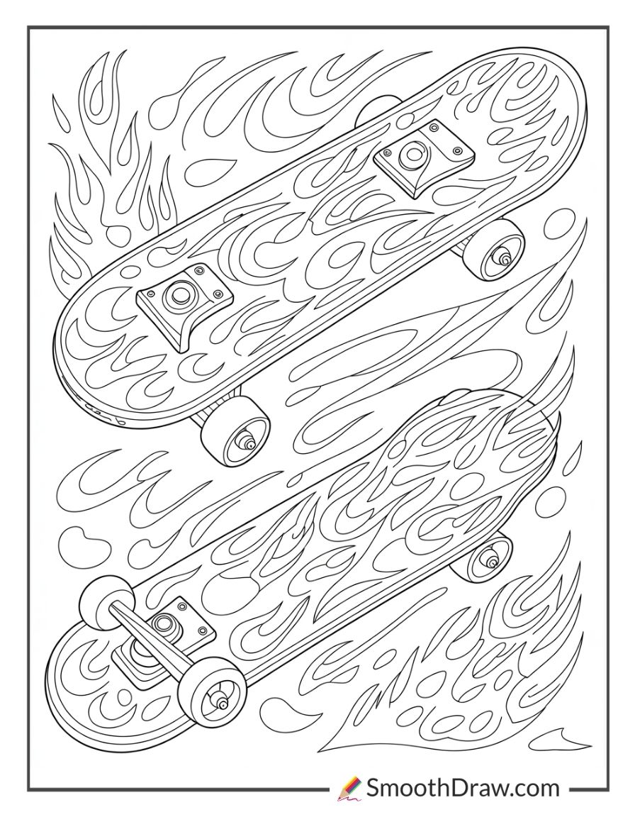 Cool Skateboard Designs Coloring Page