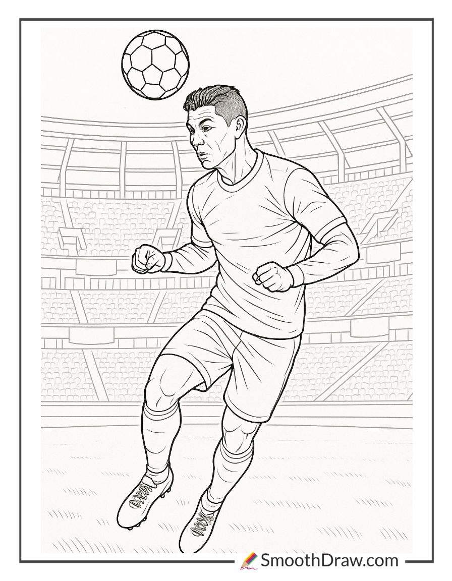 Cristiano Ronaldo heading the ball